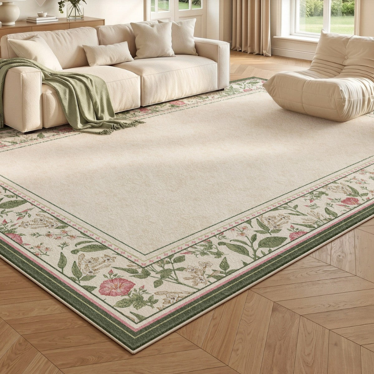 Floral Pattern Area Rug Bowlift — product view 6