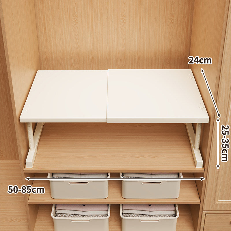 Expandable Space-Saving Closet Shelf Platform with Height-Adjustable Folding Brackets — product view 7