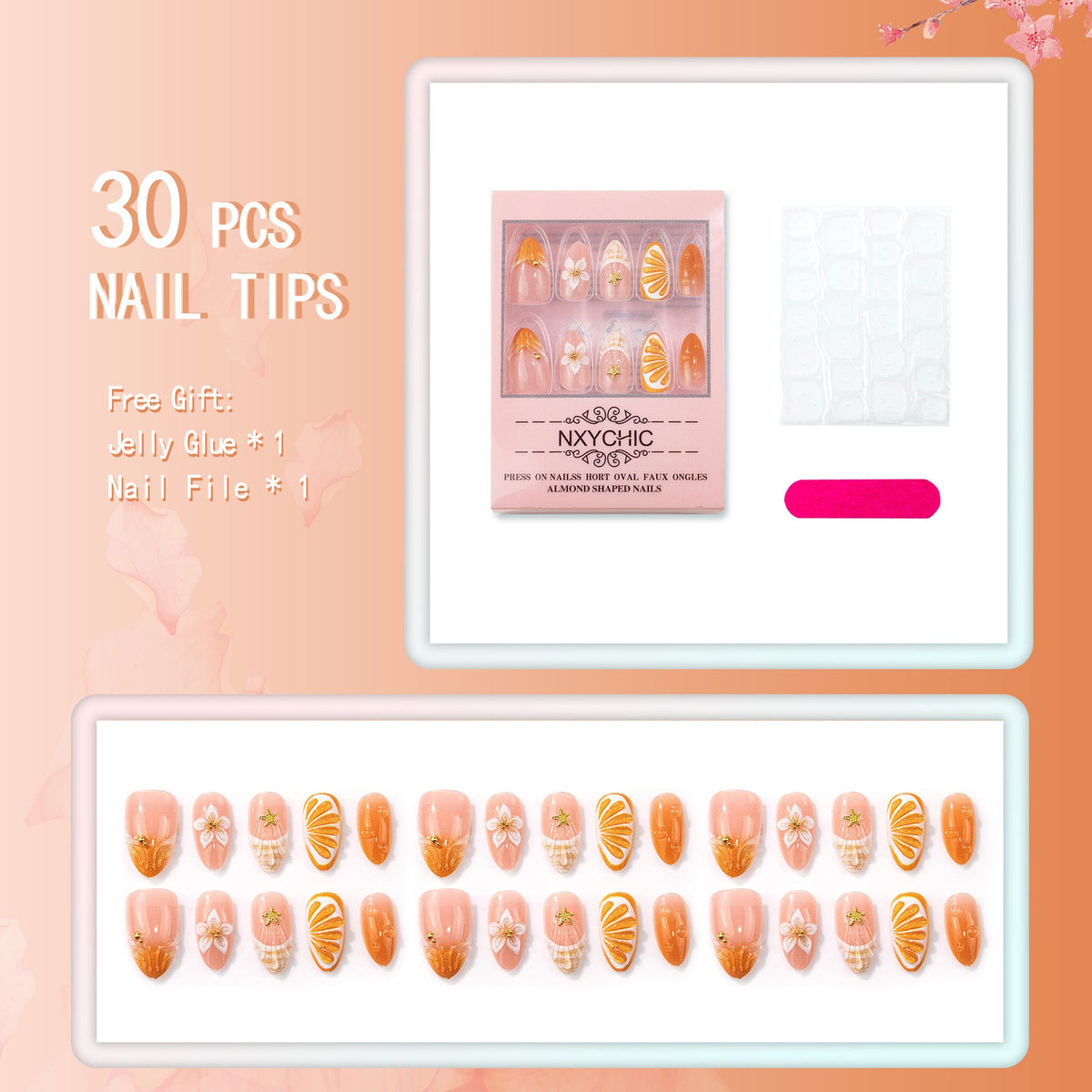 Artistic Shell-Inspired Press-On Nail Set — product view 4