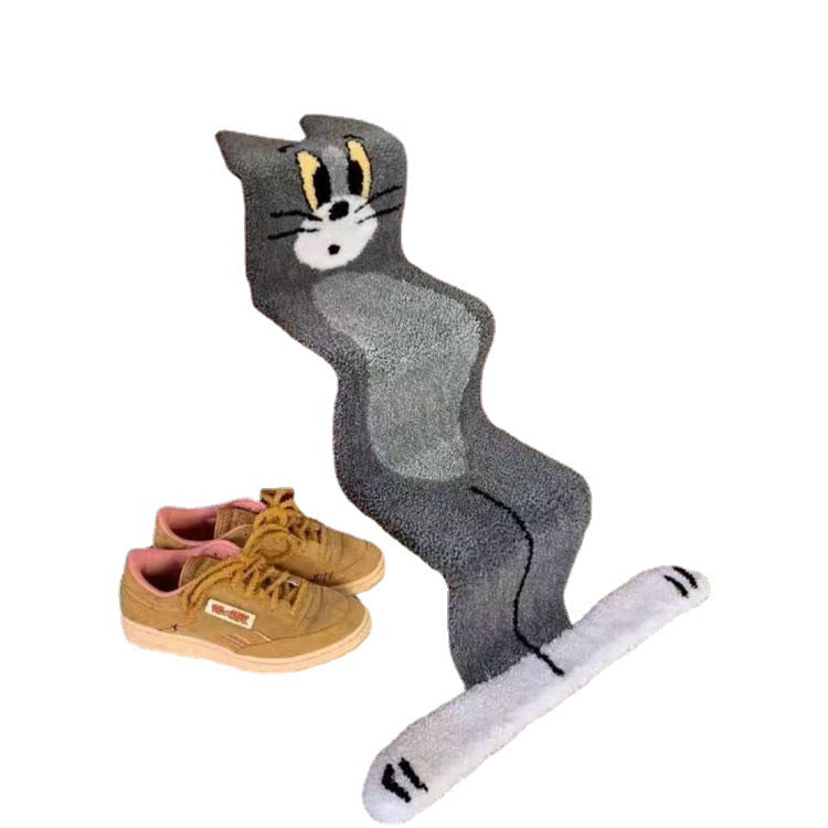 Cartoon Cat-Themed Plush Floor Mat Bowlift — product view 5