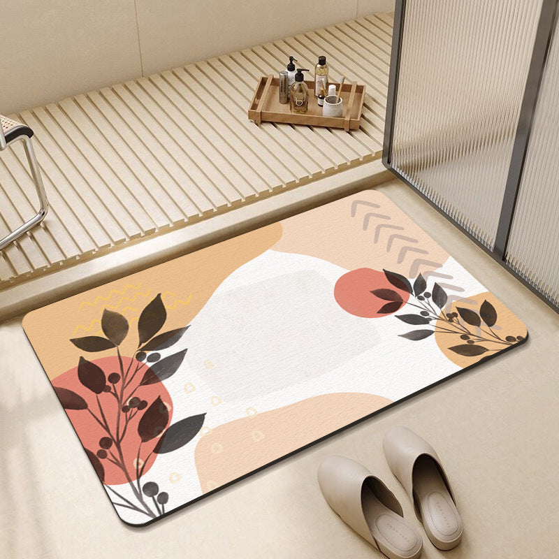 Abstract Floral Design Bath Mat Bowlift — product view 7