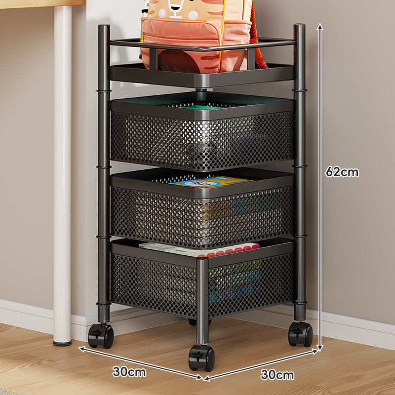 Compact Rolling Mesh Multi-Tier Corner Storage Cart — product view 1