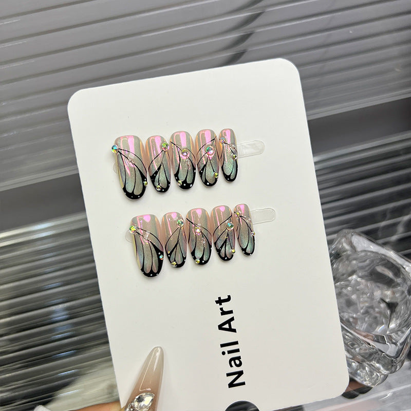 Artistic Rhinestone-Embellished Press-On Nail Tips — product view 1