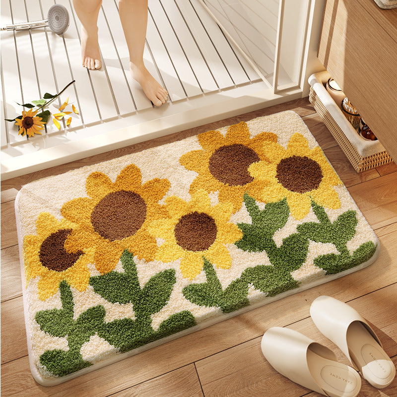 Floral Patterned Plush Bath Rug Bowlift — product view 7