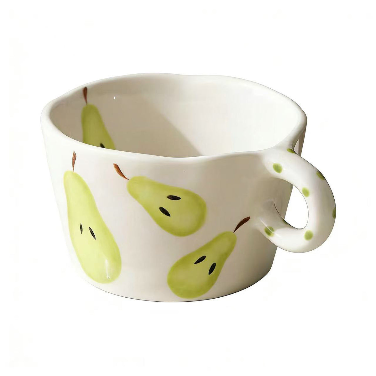Ceramic mug with hand-painted banana illustration and round handle — product view 5