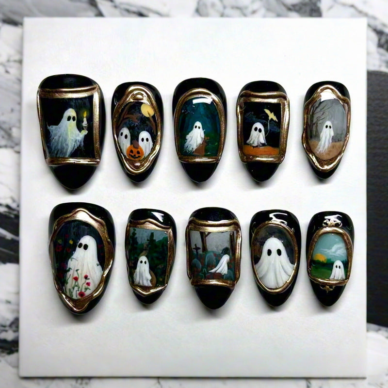 Ghost-Themed Press-On Nail Art Set — product view 1