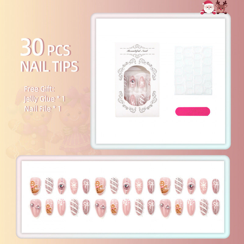 Festive Gingerbread Themed Press-On Nails — product view 4