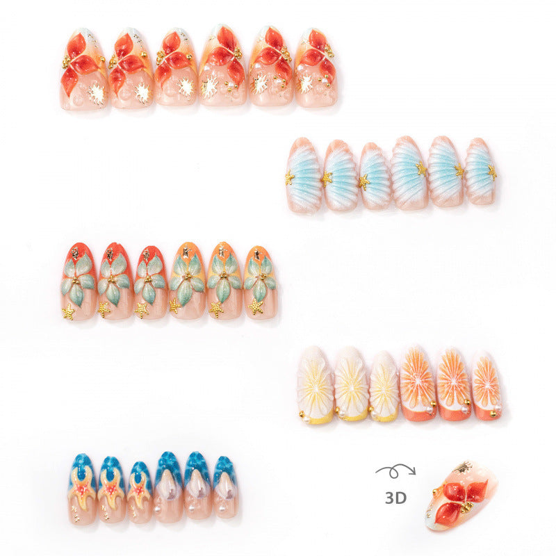 Decorative 3D Floral Press-On Nail Art — product view 3