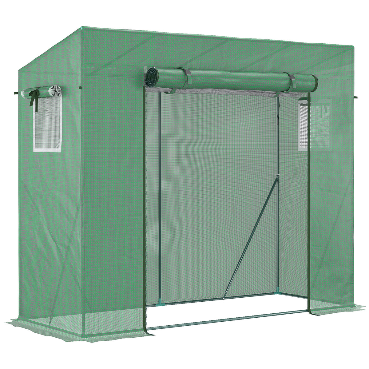 6.6' x 2.5' x 5.5' Walk-in Greenhouse with Door and Window, Green — product view 1