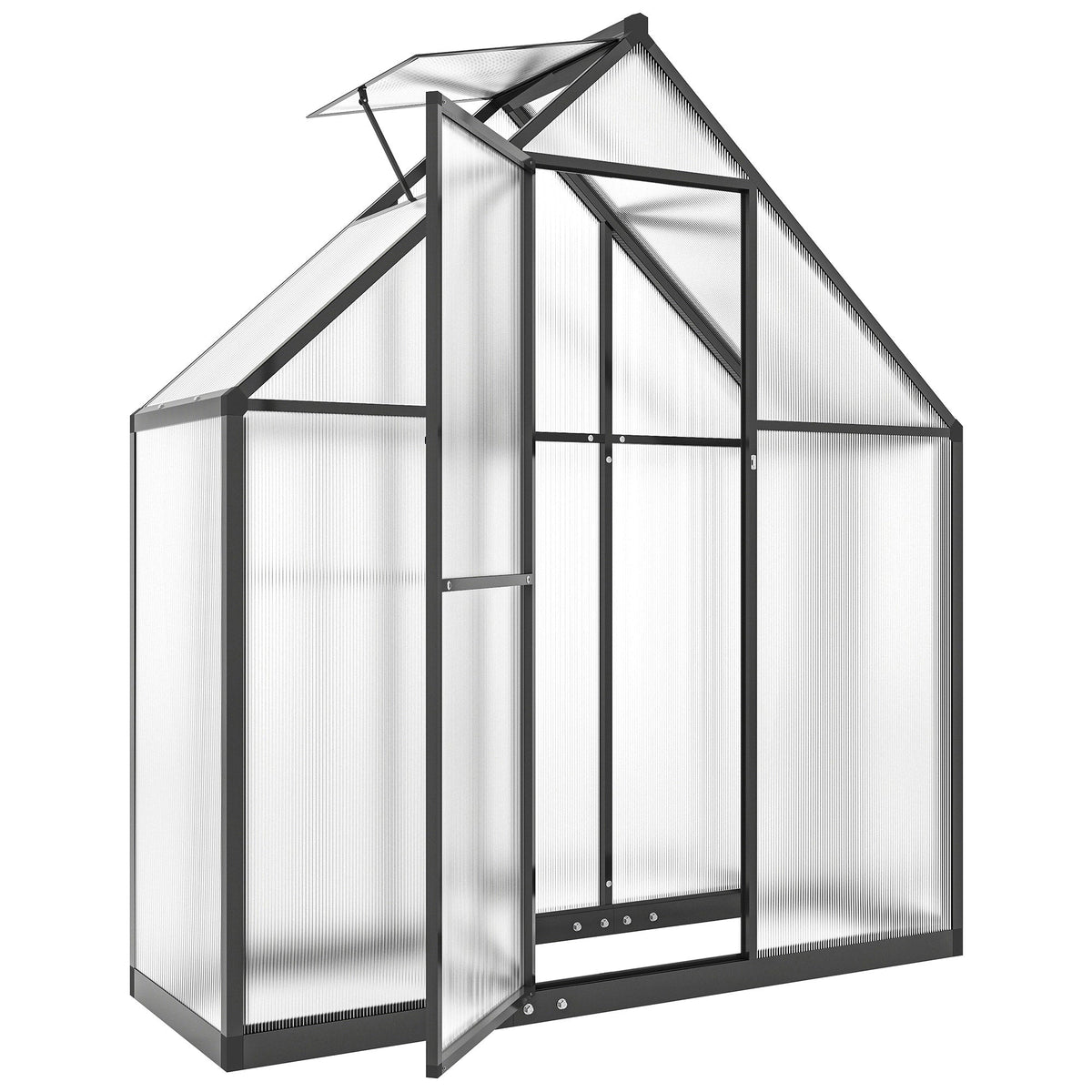 5.5 x 6.5ft Polycarbonate Greenhouse with Swing Door & Window, Black — product view 1