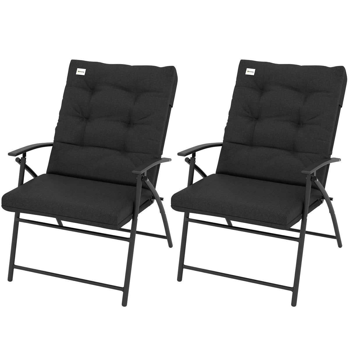 Set of 2 Folding Outdoor Dining Chairs with Adjustable Backrest, Black — product view 2