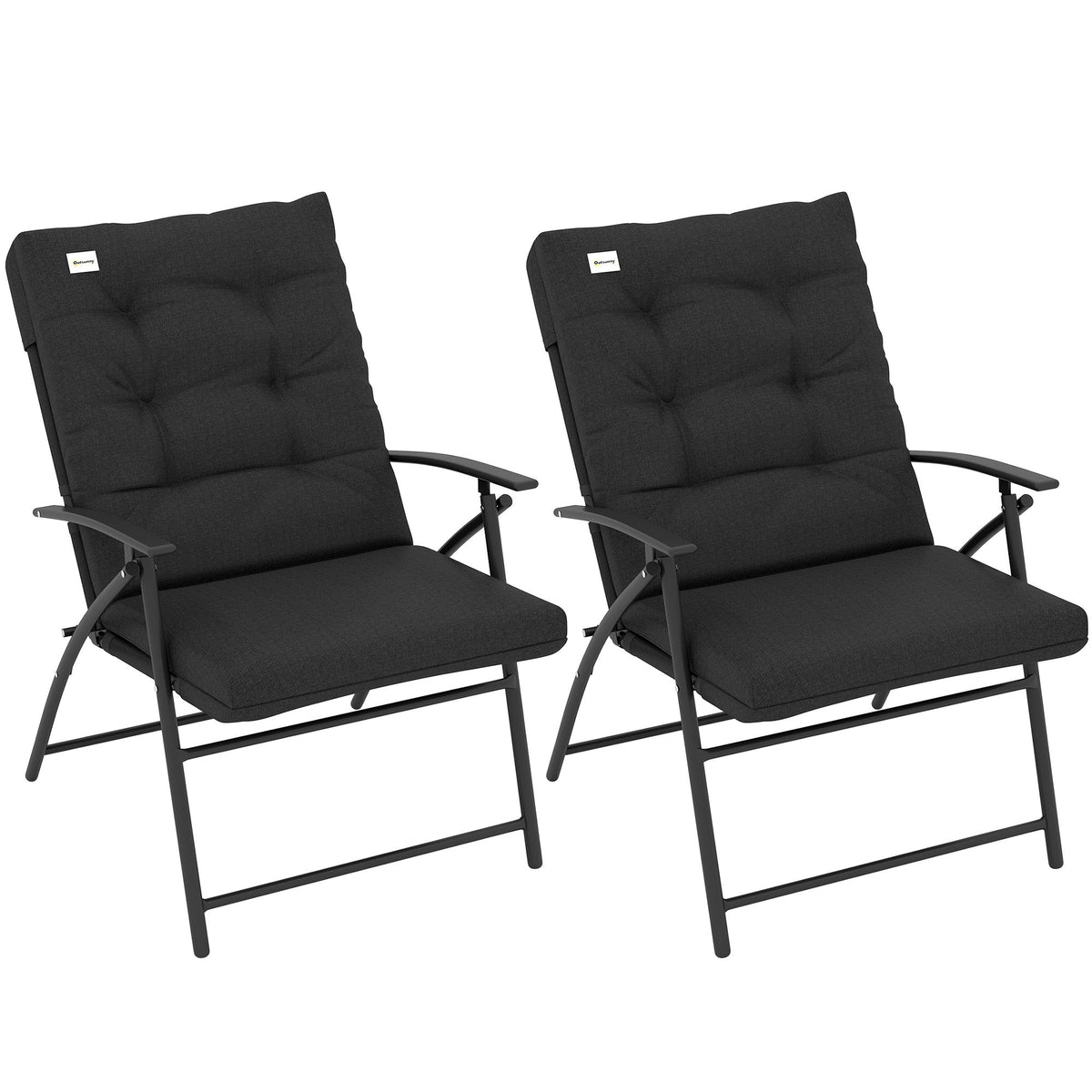 Set of 2 Folding Outdoor Dining Chairs with Adjustable Backrest, Black — product view 1