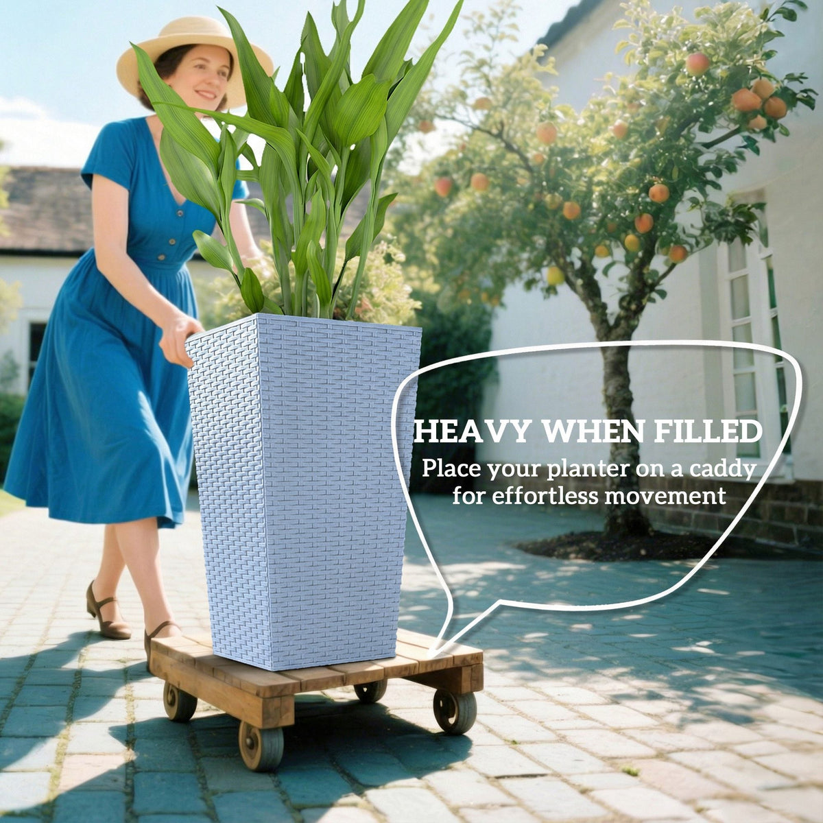 3 Piece 24" Tall Planters with Drainage Holes, Light Gray — product view 6