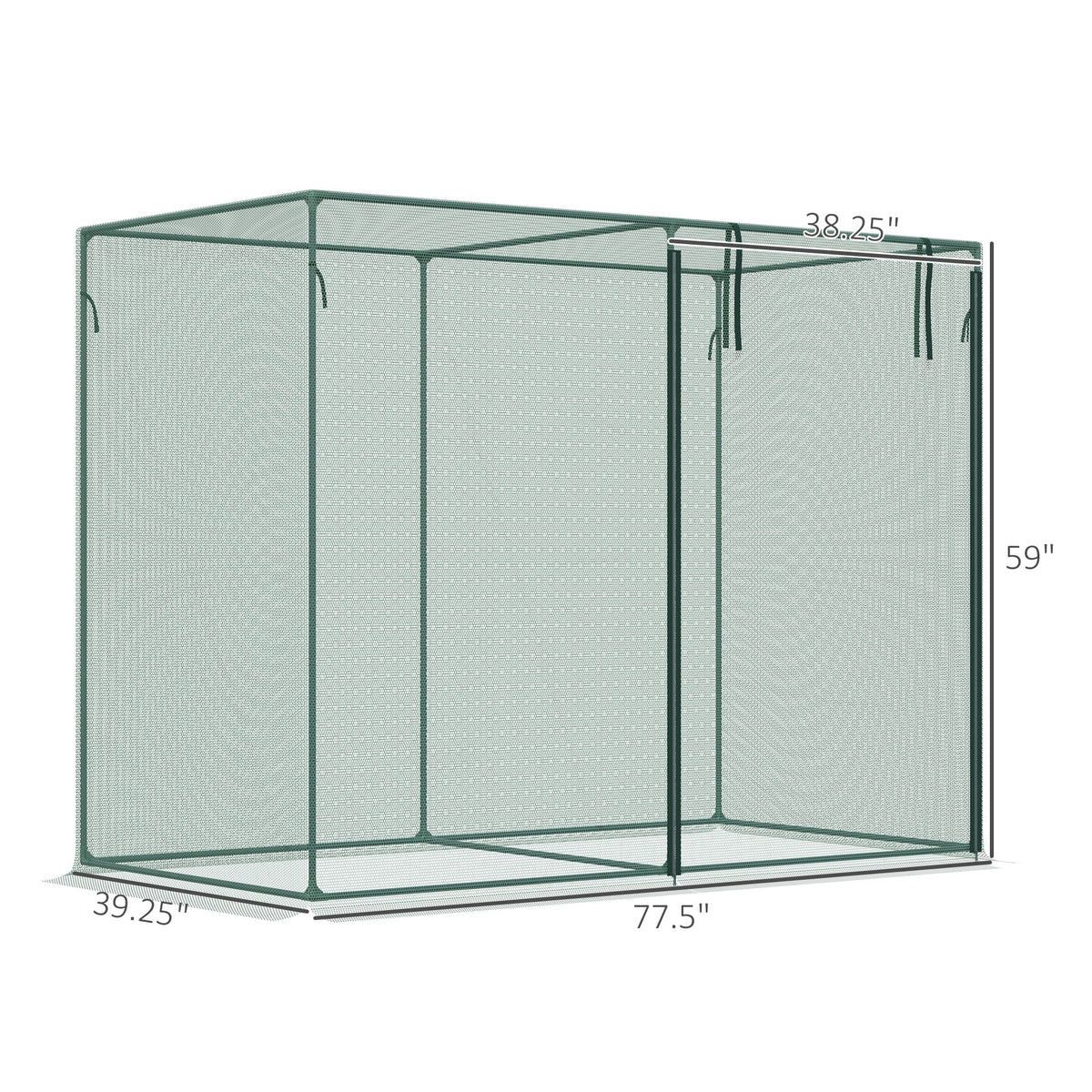 6' x 3' x 5' Crop Cage with Zippered Doors, Green — product view 5