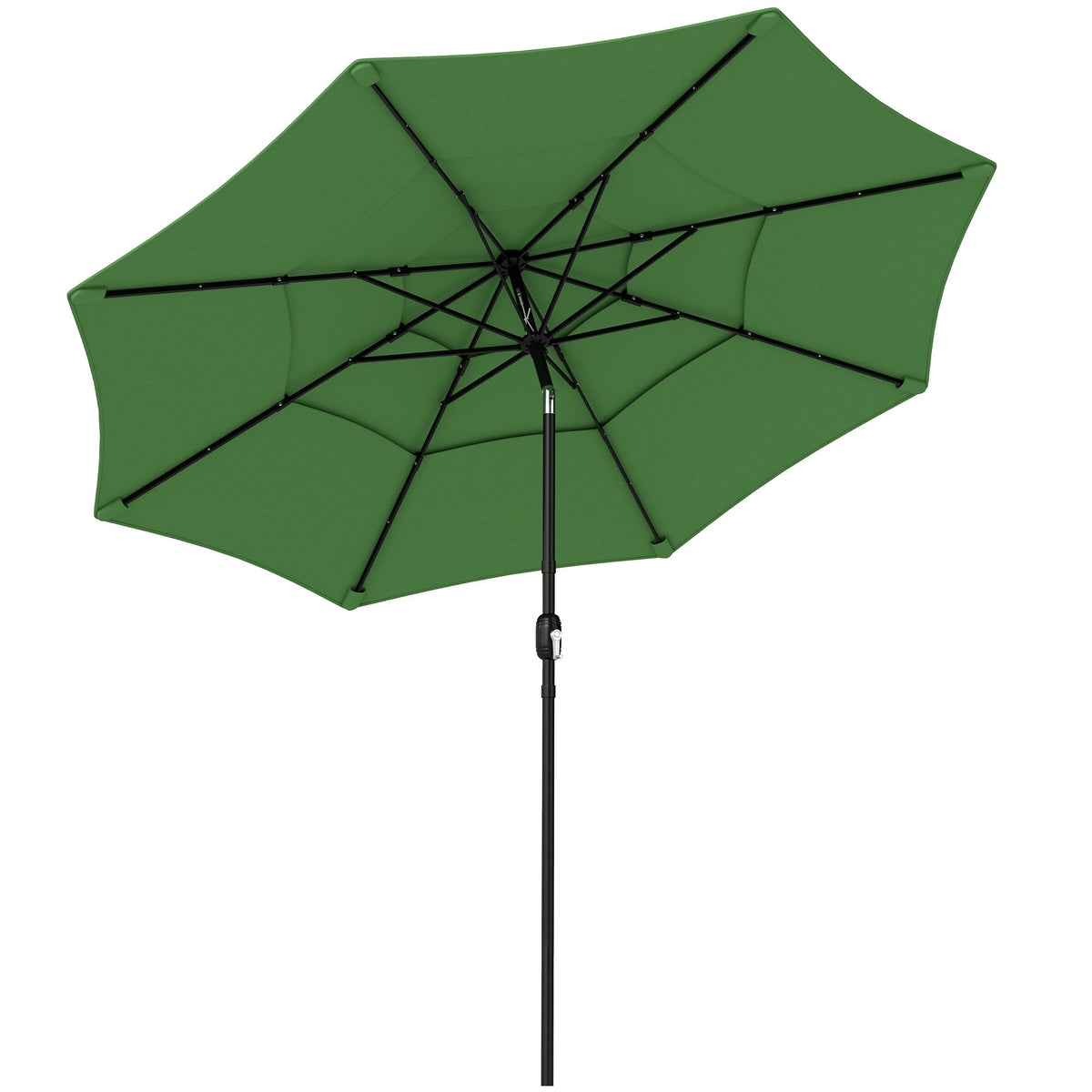 3 m Garden Parasol with 3-Tier Roof, Crank Handle & Tilt, Green — product view 2