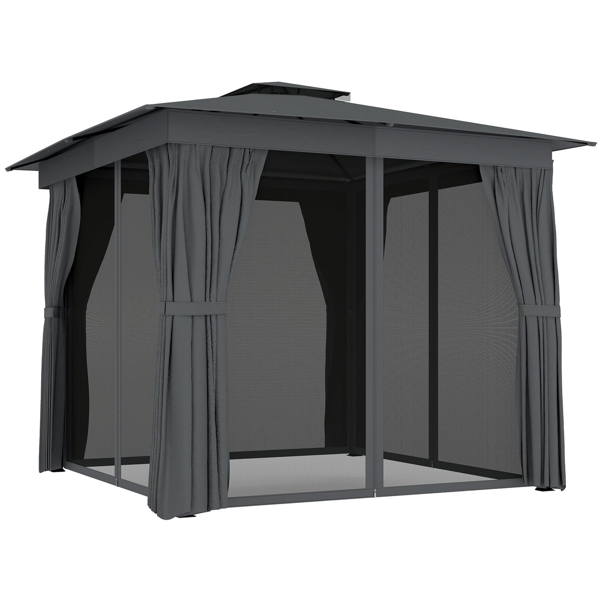 10' x 10' Soft Top Gazebo Canopy Shelter with Double Roof, UPF30+ Protection for Lawn, Backyard, Deck, Dark Gray — product view 1