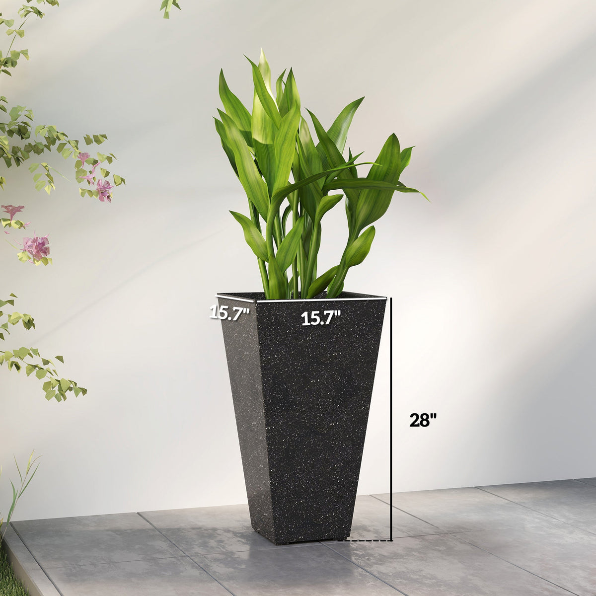 3-Piece 28" Tall Planters with Drainage Holes, Black — product view 5