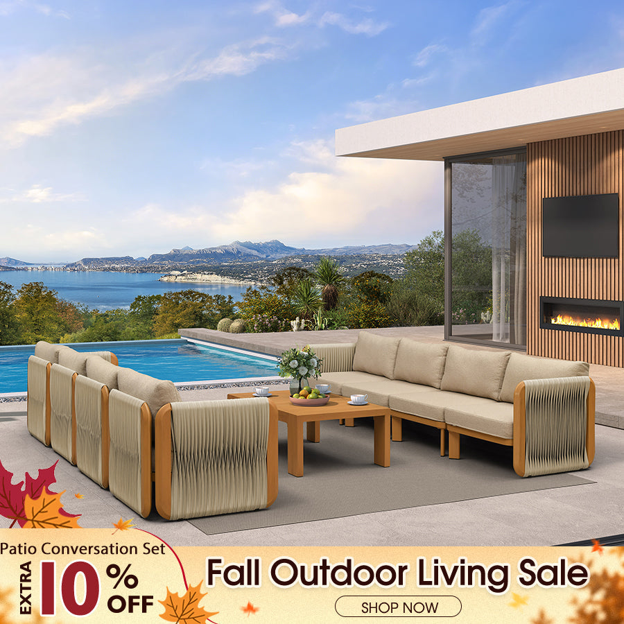 PURPLE LEAF Byron Open-End Modular Outdoor Sectional with Wide-Band Woven Design and Wood-Grain Aluminum Frame for Backyard Family Time — product view 1