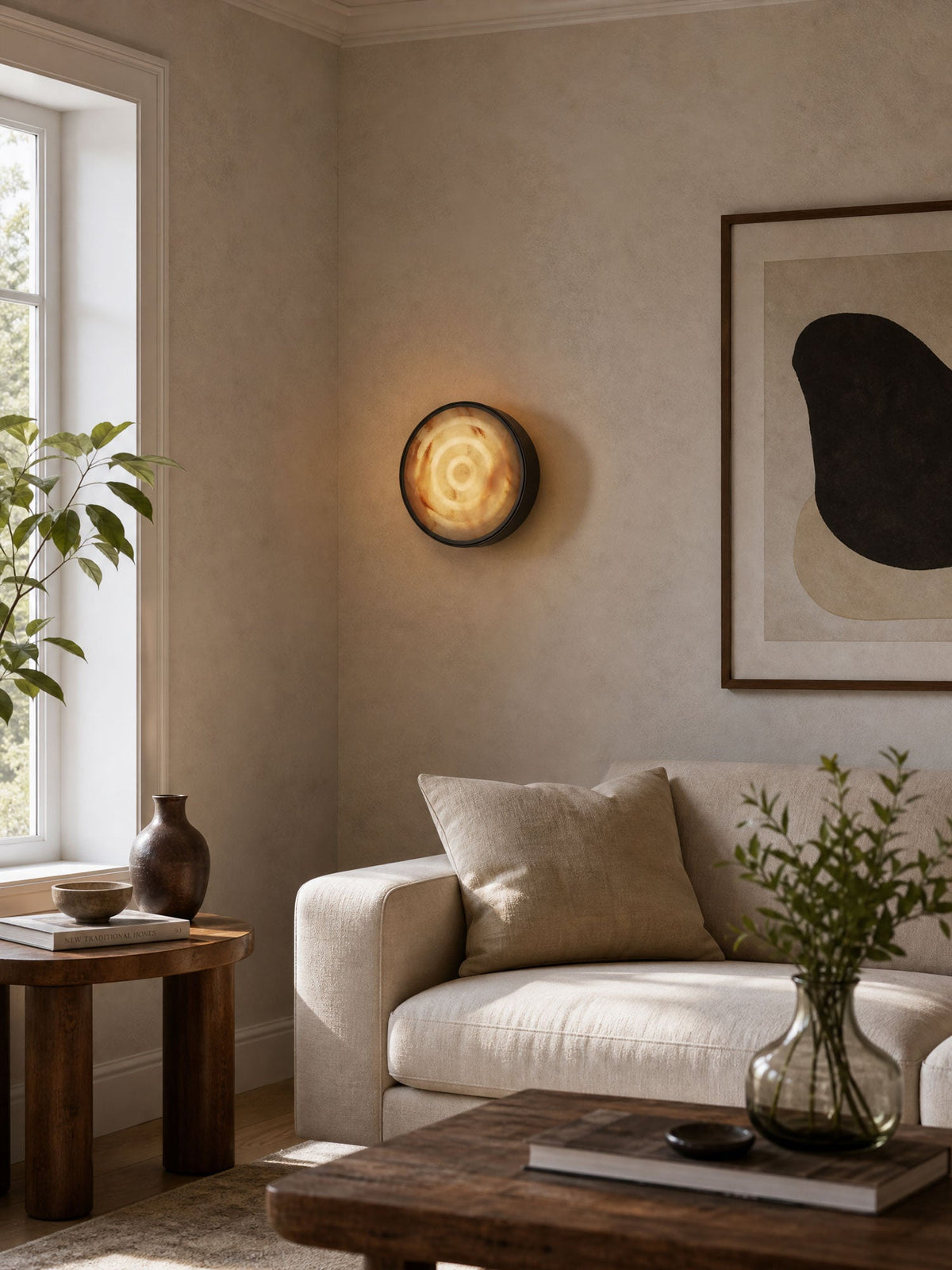 Orlina Stone Disc Wall Sconce — product view 6