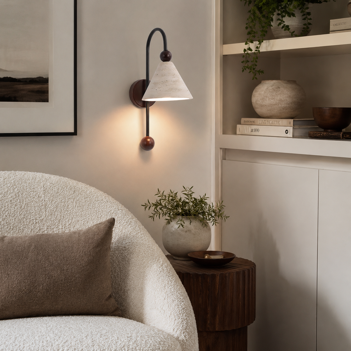 Overlook Travertine Wall Sconce — product view 2