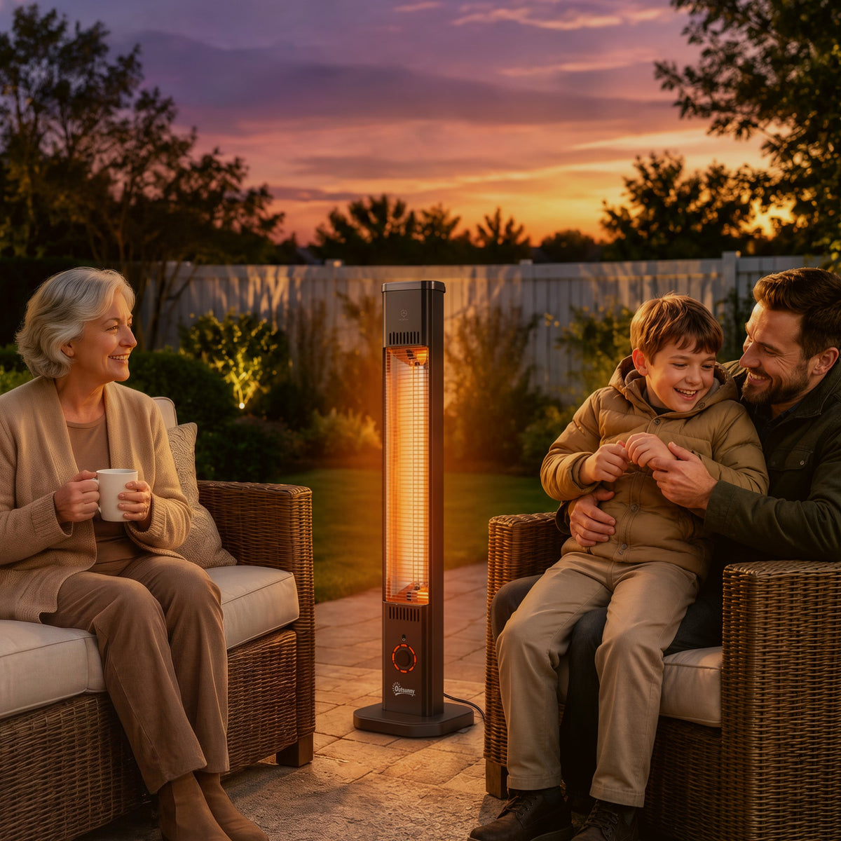 2000 W IR Patio Heater with Cover, Wall or Freestanding, Knob & Remote, Black — product view 3