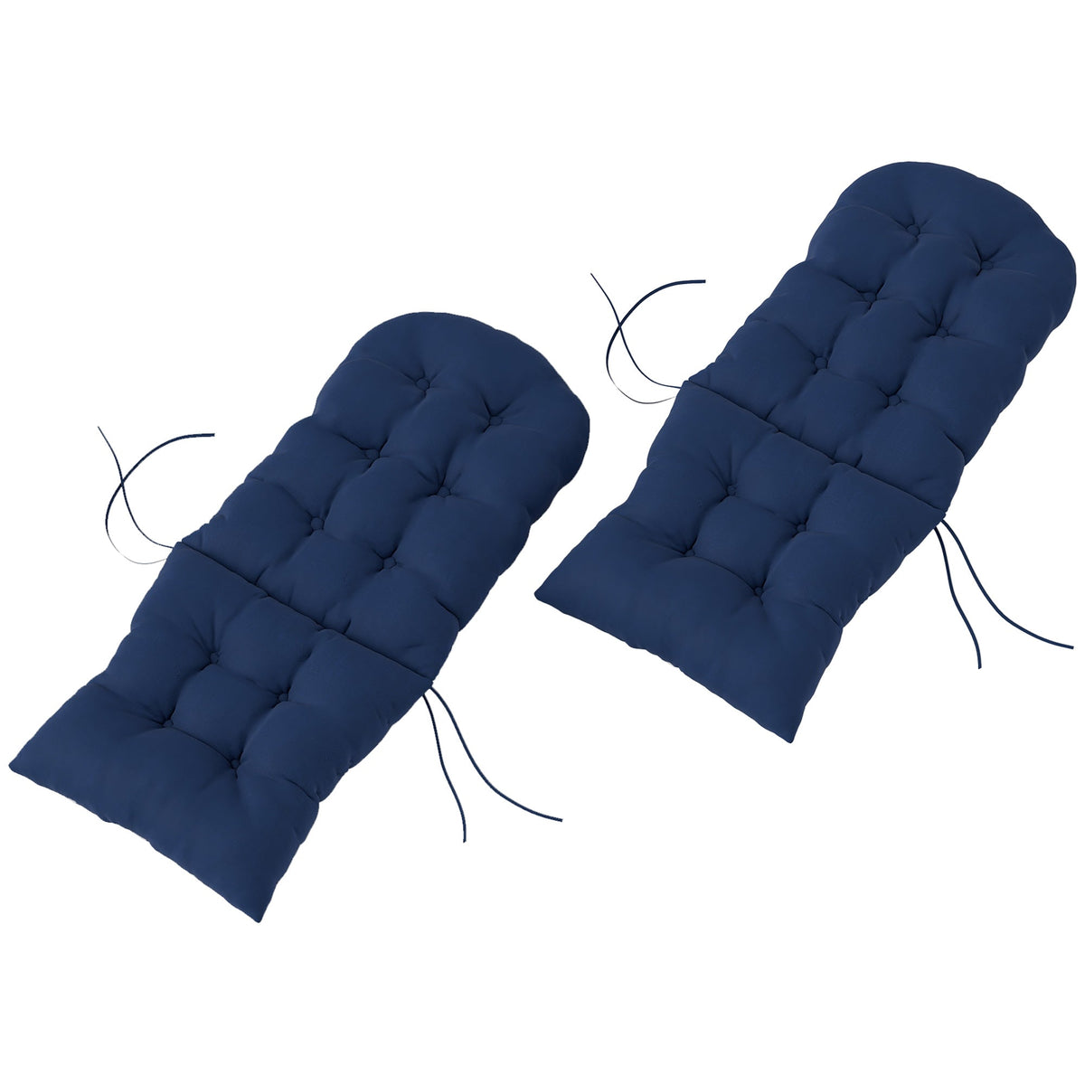 Tufted High-Back Adirondack Cushions Set of 2, Navy, with Ties & Non-Slip — product view 2