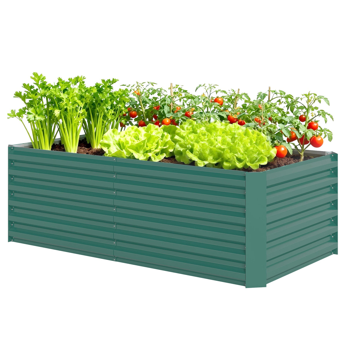 6' x 3' x 2' Galvanized Raised Garden Bed for Vegetables, Dark Green — product view 2