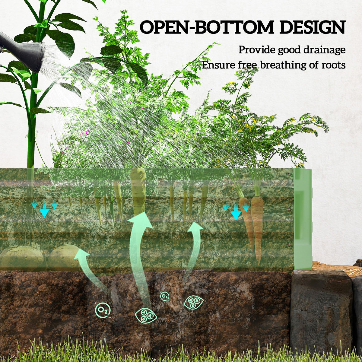 Galvanized Raised Garden Bed 8' x 3' x 1' for Vegetables, Flowers & Herbs, Light Green — product view 6