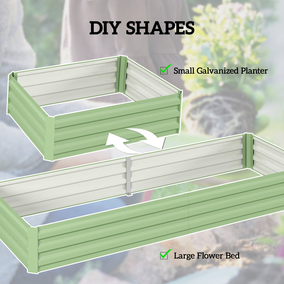 Galvanized Raised Garden Bed 8' x 3' x 1' for Vegetables, Flowers & Herbs, Light Green — product view 7