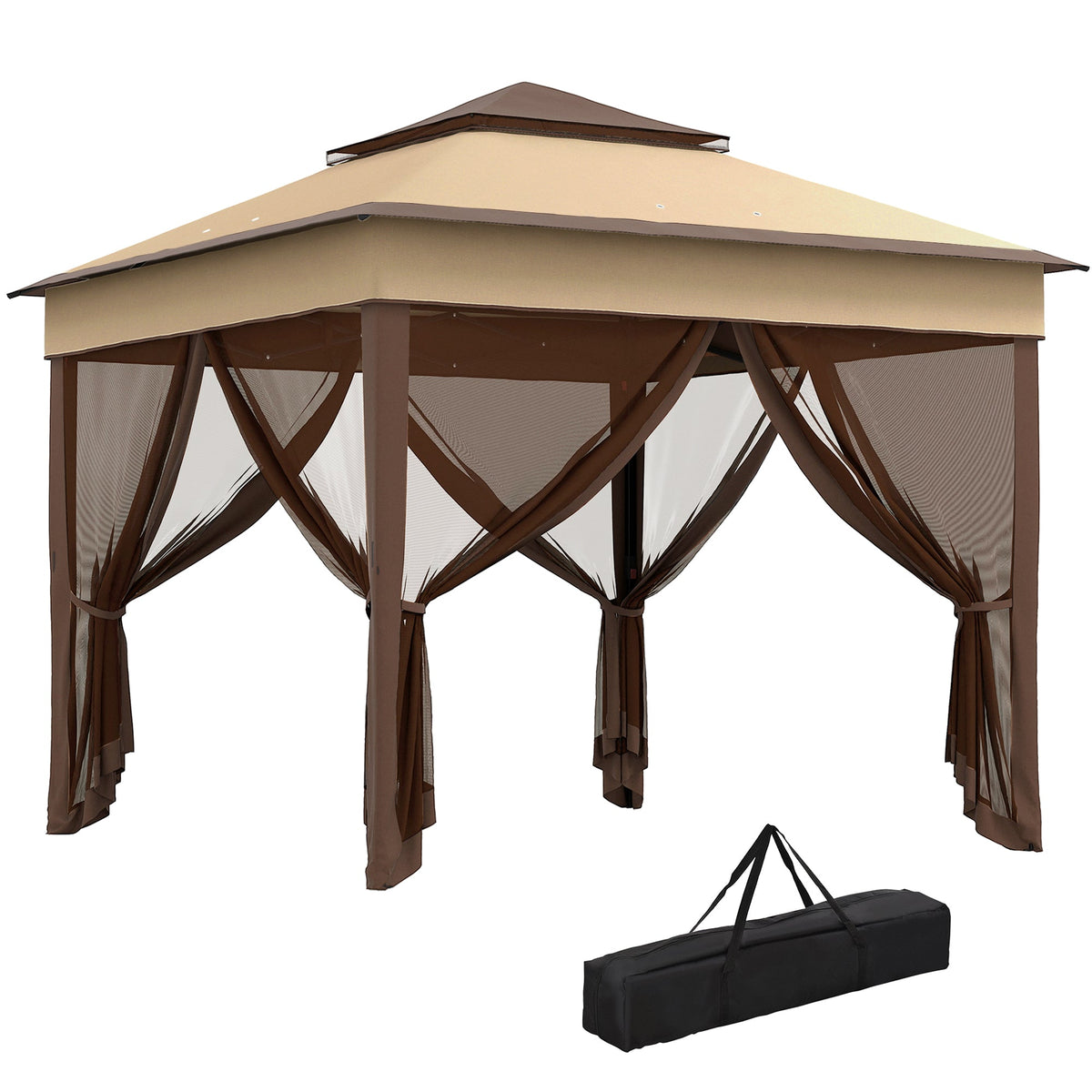 10.7 x 10.7ft Pop-Up Gazebo with Removable Mesh Curtains and UV30 Roof, Beige — product view 1