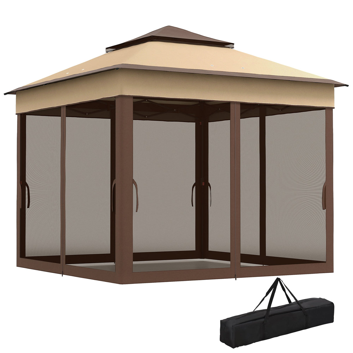 10.7 x 10.7ft Pop-Up Gazebo with Removable Mesh Curtains and UV30 Roof, Beige — product view 2
