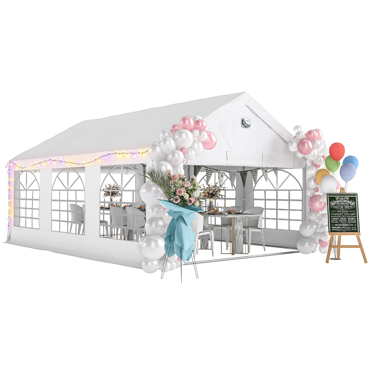 4 x 6 m Gazebo with 4 Removable Sidewalls, White — product view 1