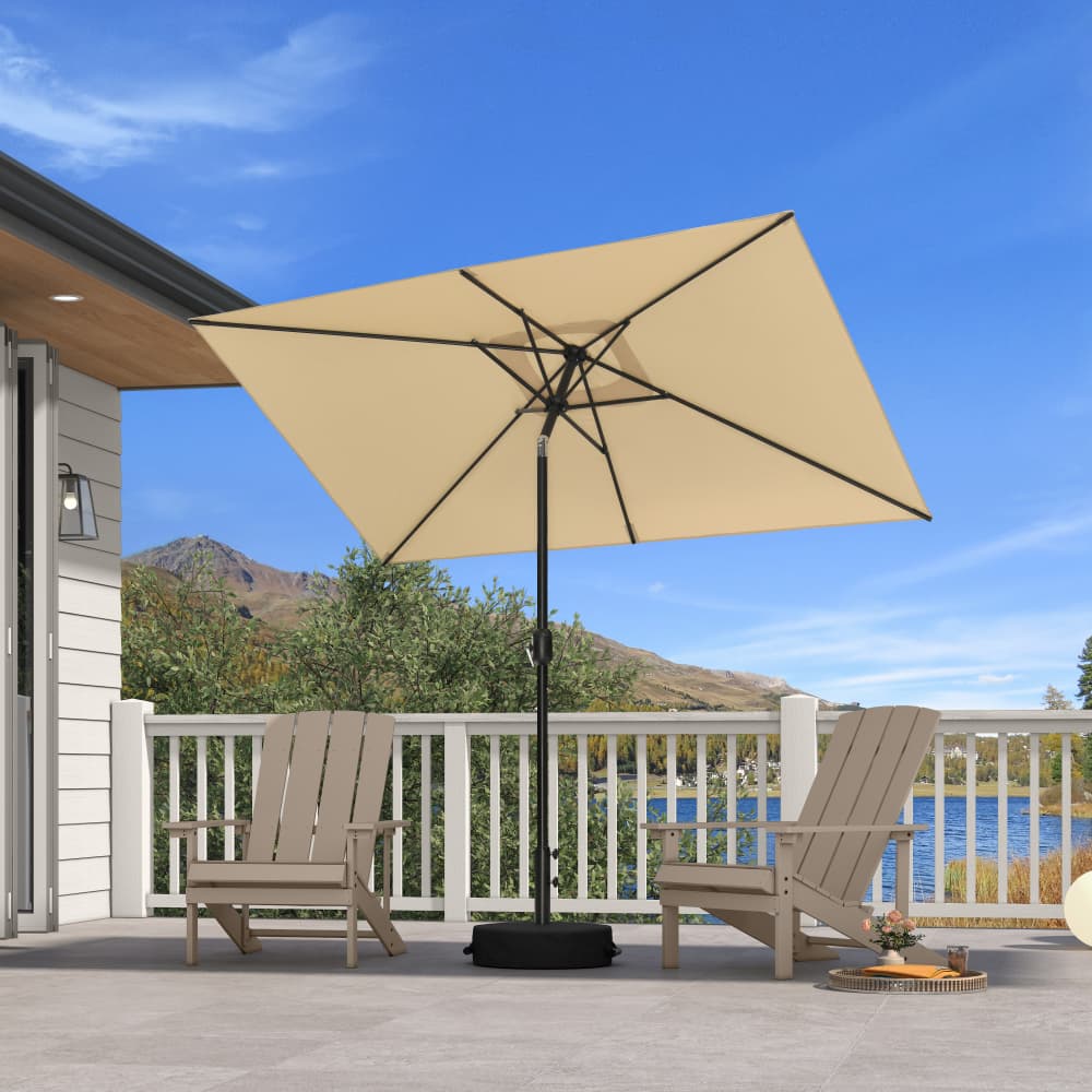 PURPLE LEAF Black Frame Outdoor Market Umbrellas Yard Tilting Patio Table Umbrella with Base — product view 4