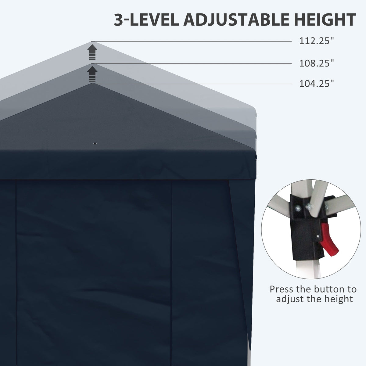 10' x 19.5' Pop Up Canopy Tent with Sidewalls, Dark Blue — product view 7