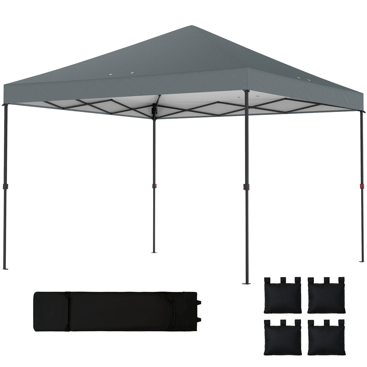 10' x 10' Pop Up Canopy Tent with Wheeled Carry Bag, Dark Gray — product view 2