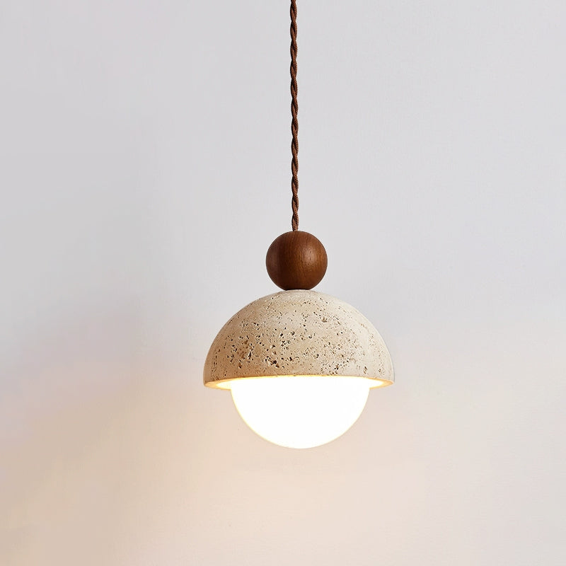 Vaire Pendant Light Travertine Dome Glass — product view 6