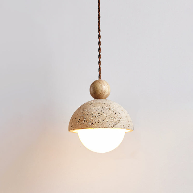 Vaire Pendant Light Travertine Dome Glass — product view 3
