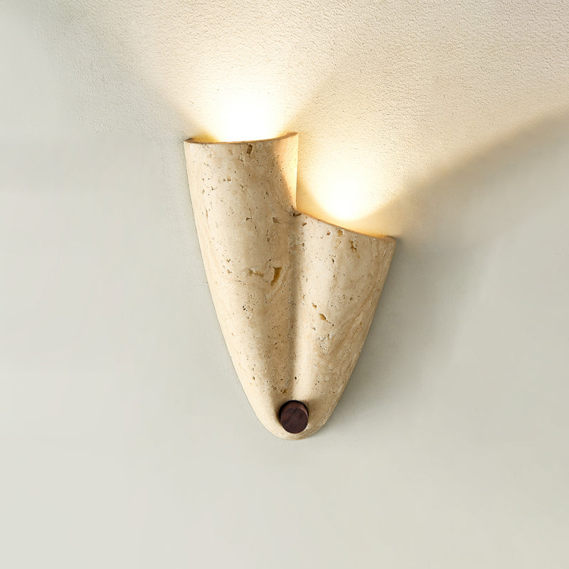 Pearlmont Travertine Wall Lamp Natural Stone LED Warm Light Bedroom Living Room — 4 Plug Options — product view 4