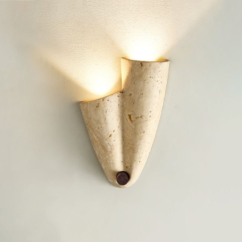 Pearlmont Travertine Wall Lamp Natural Stone LED Warm Light Bedroom Living Room — 4 Plug Options — product view 7