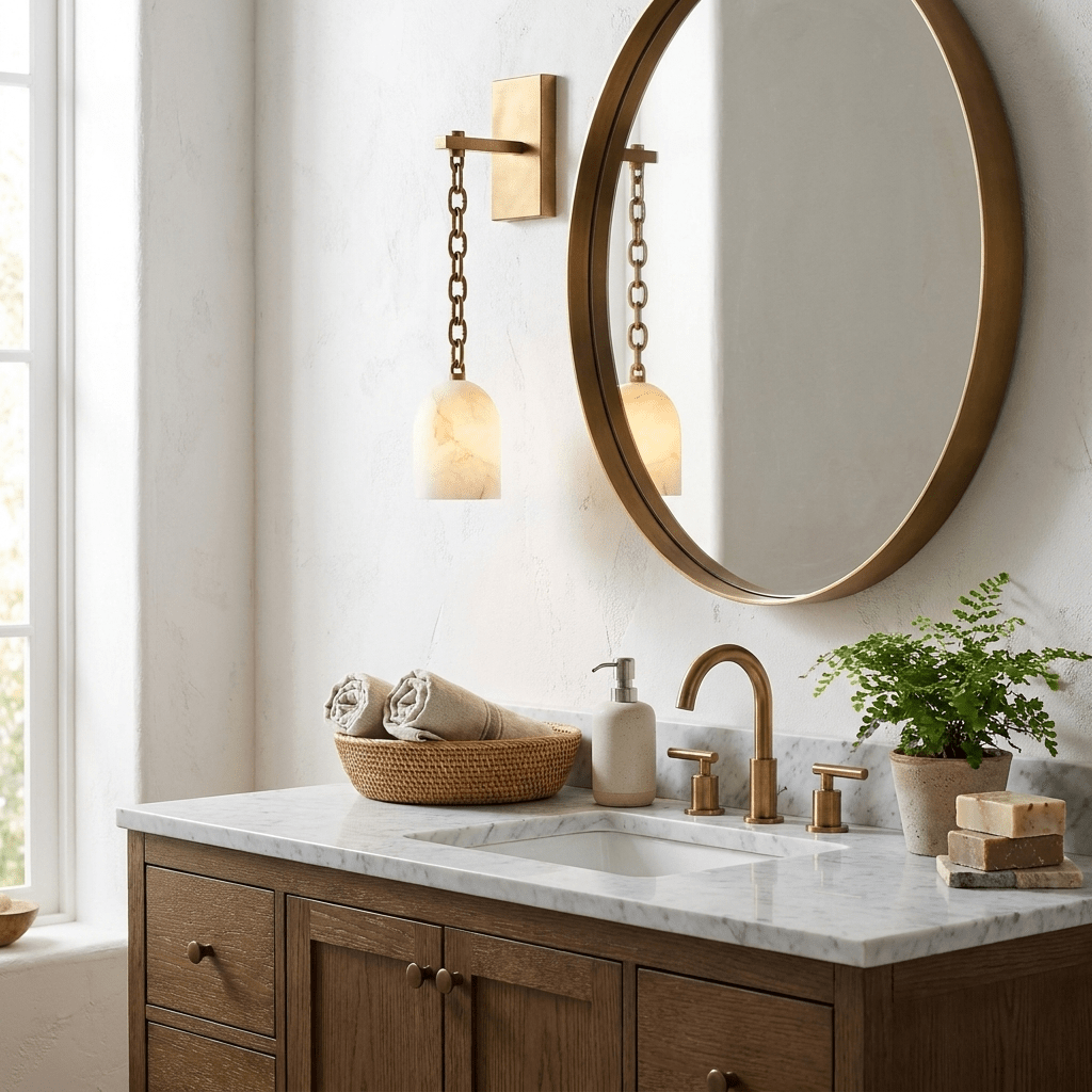 Pendulum Alabaster Wall Sconce — product view 2