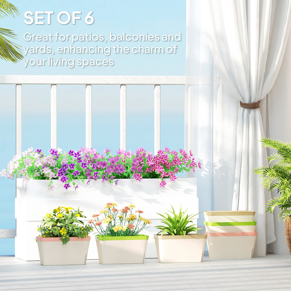 6 Pack 10.5" Self-Watering Planter Boxes with Water Level Indicator — product view 6