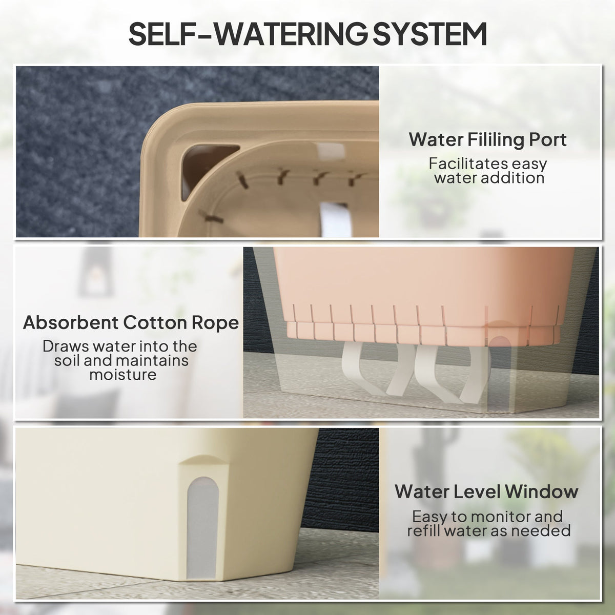 6 Pack 10.5" Self-Watering Planter Boxes with Water Level Indicator — product view 7