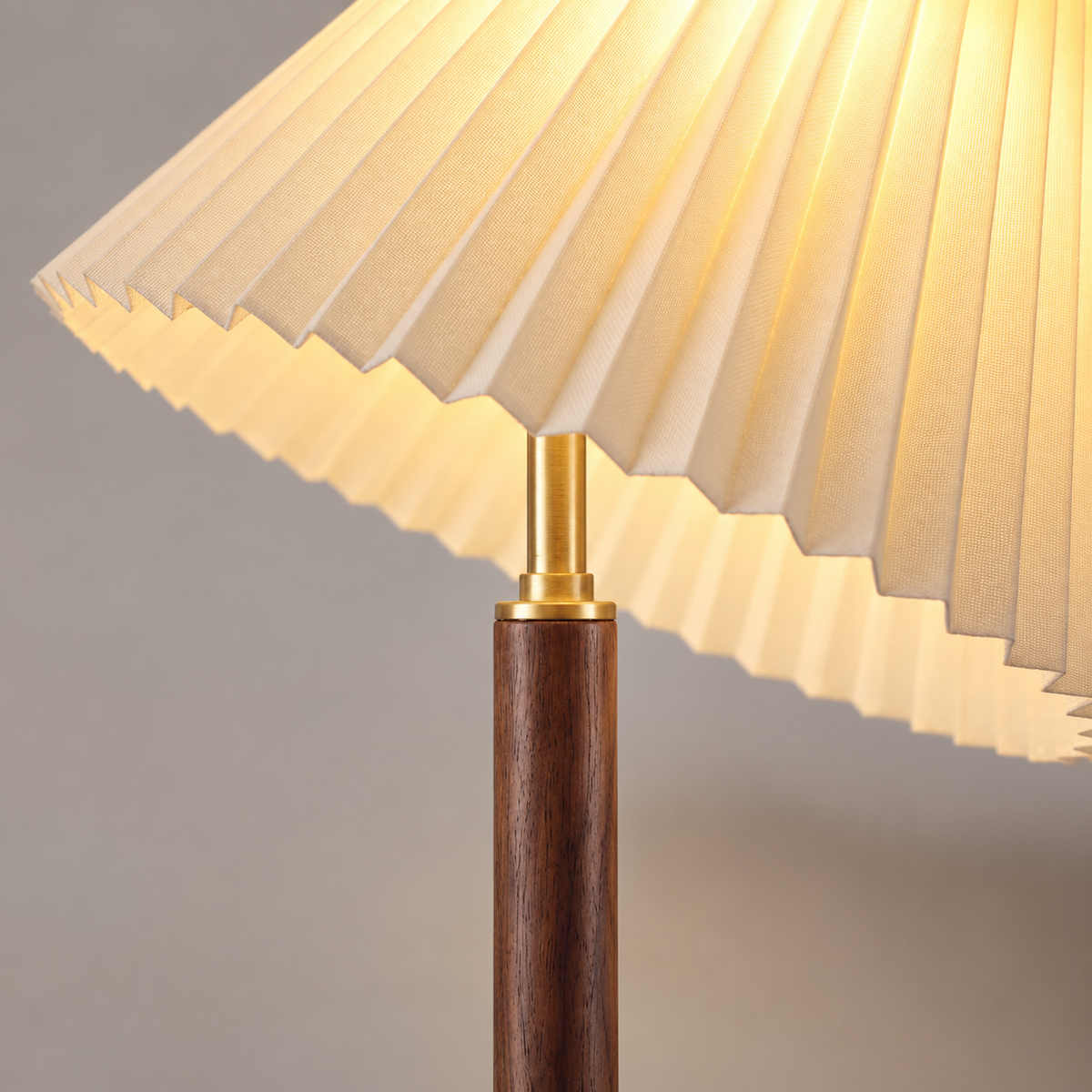 Pleatvale Vintage Walnut Metal Floor Lamp with Pleated Shade — product view 3
