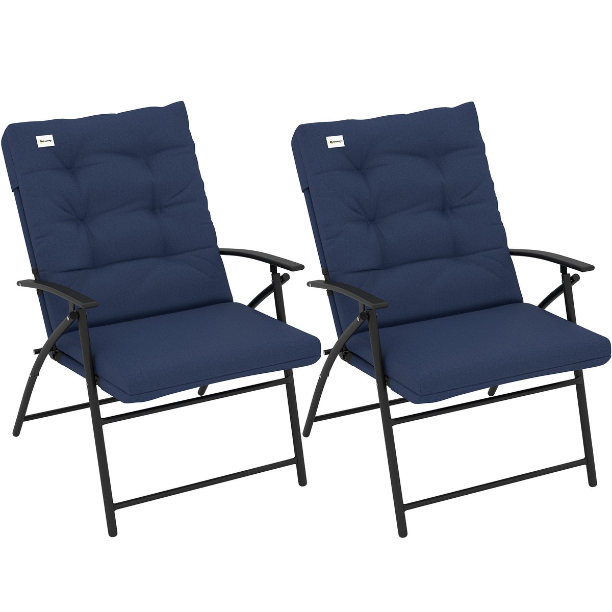 Set of 2 Folding Outdoor Dining Chairs with Adjustable Backrest, Blue — product view 1