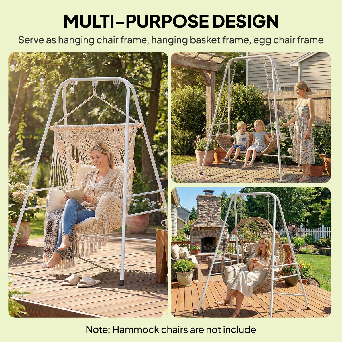 Hammock Chair Stand with Anti-Slip Pads and 2 Carabiners, White — product view 6