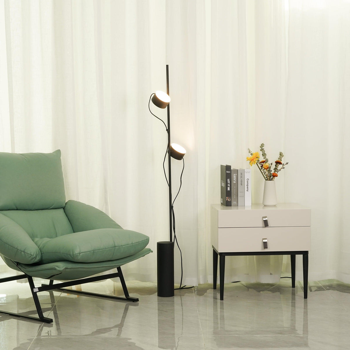 Avi Floor Lamp Cylindrical/Linear Modern, Metal, Black, Bedroom — product view 1