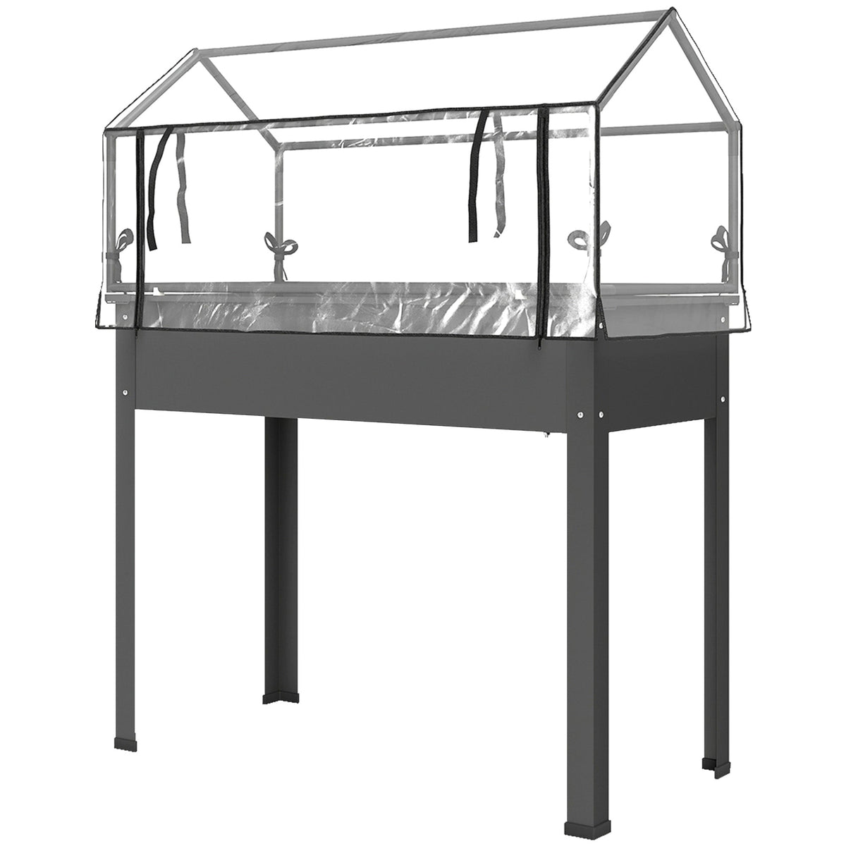 39.4" x 18.9" x 48.8" Raised Garden Bed with Cover, Dark Gray — product view 2