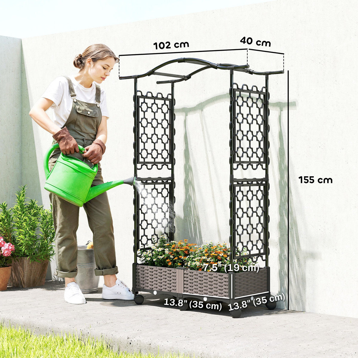 Raised Garden Bed with Arch Trellis, Wheels & Self Watering Planter — product view 5