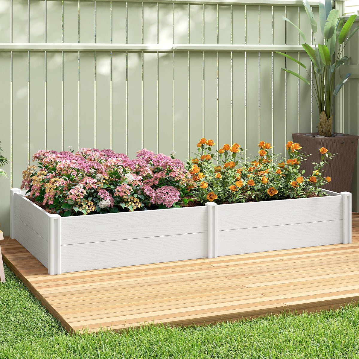 6.5 x 3 x 1ft Vinyl Raised Garden Bed with Divider, White — product view 3