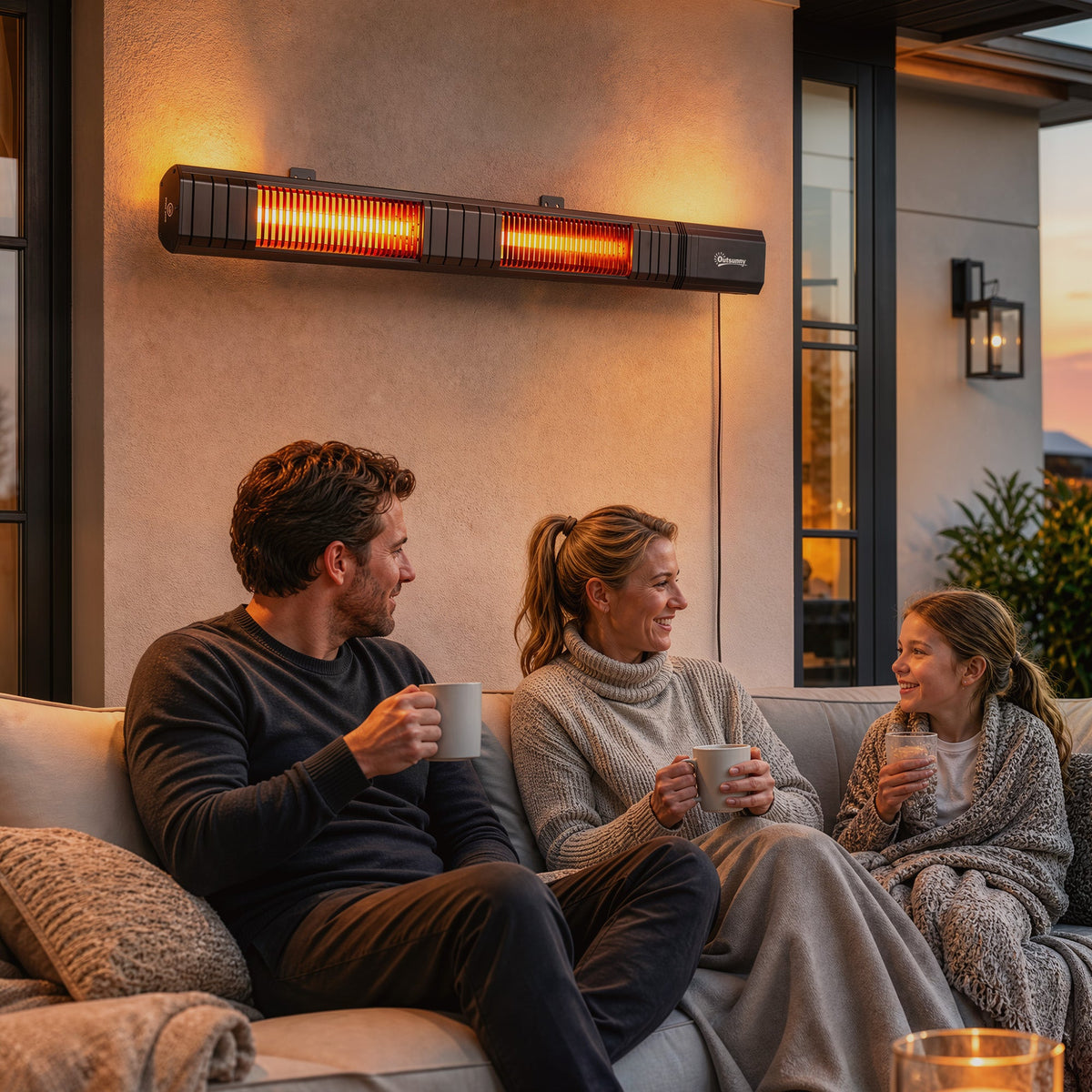 3000 W Electric Infrared Patio Heater, Wall-Mounted with 9 Heat Settings, Black — product view 3